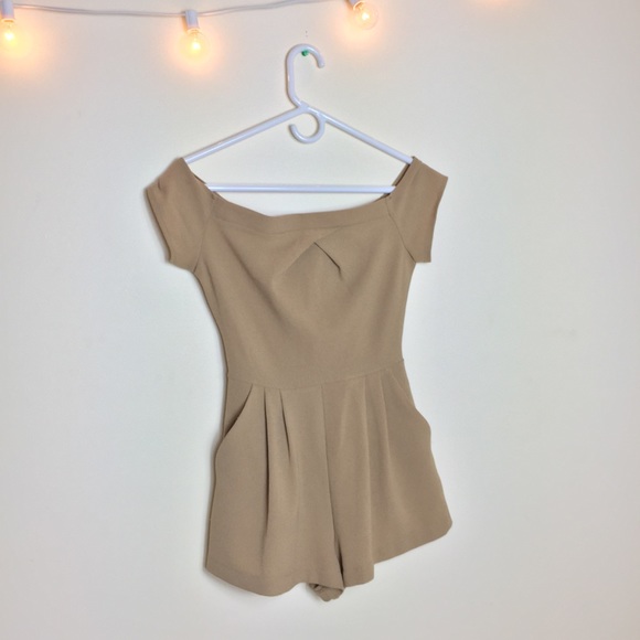 ASOS Nude Off Shoulder Romper - Picture 2 of 4